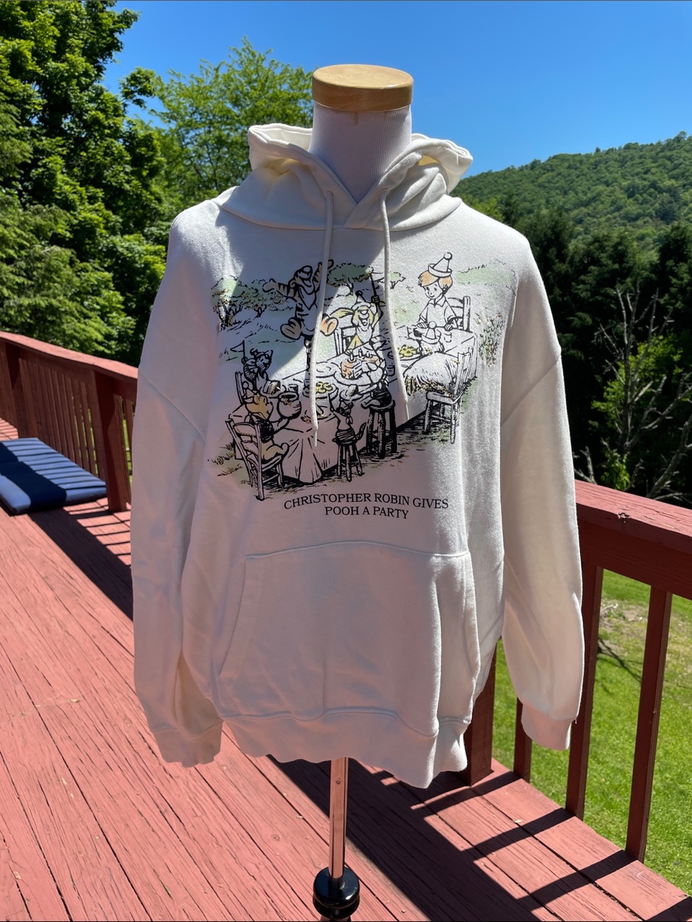 Christopher Robin Cream Winnie-the-Pooh Party Graphic Hoodie